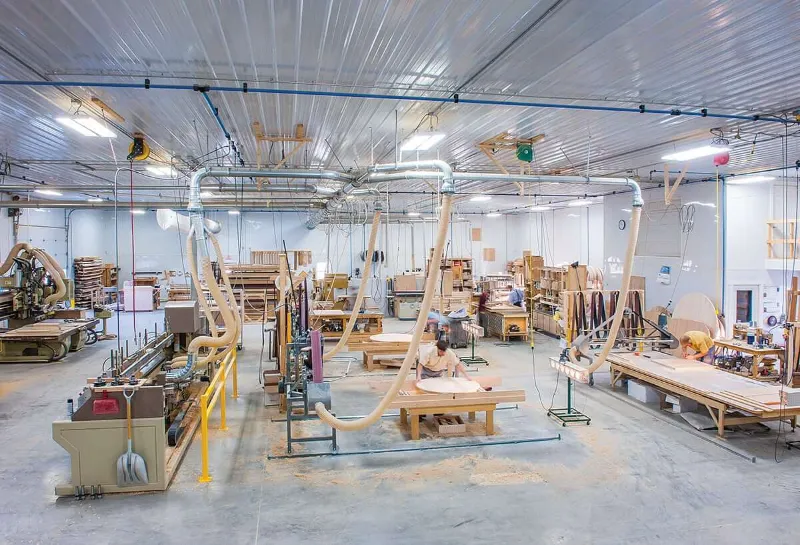 Amish furniture factory floor