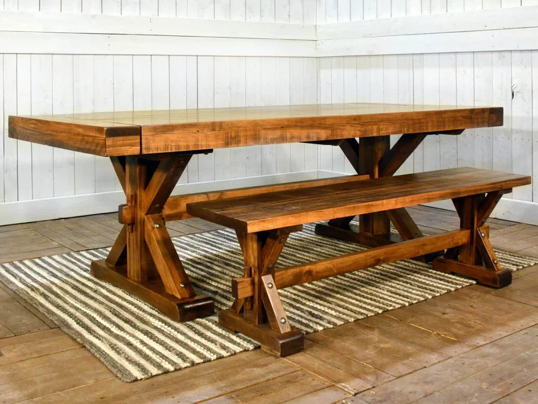 Chunky Wood Dining Tables With Thick Tops, Legs, and Corner Posts