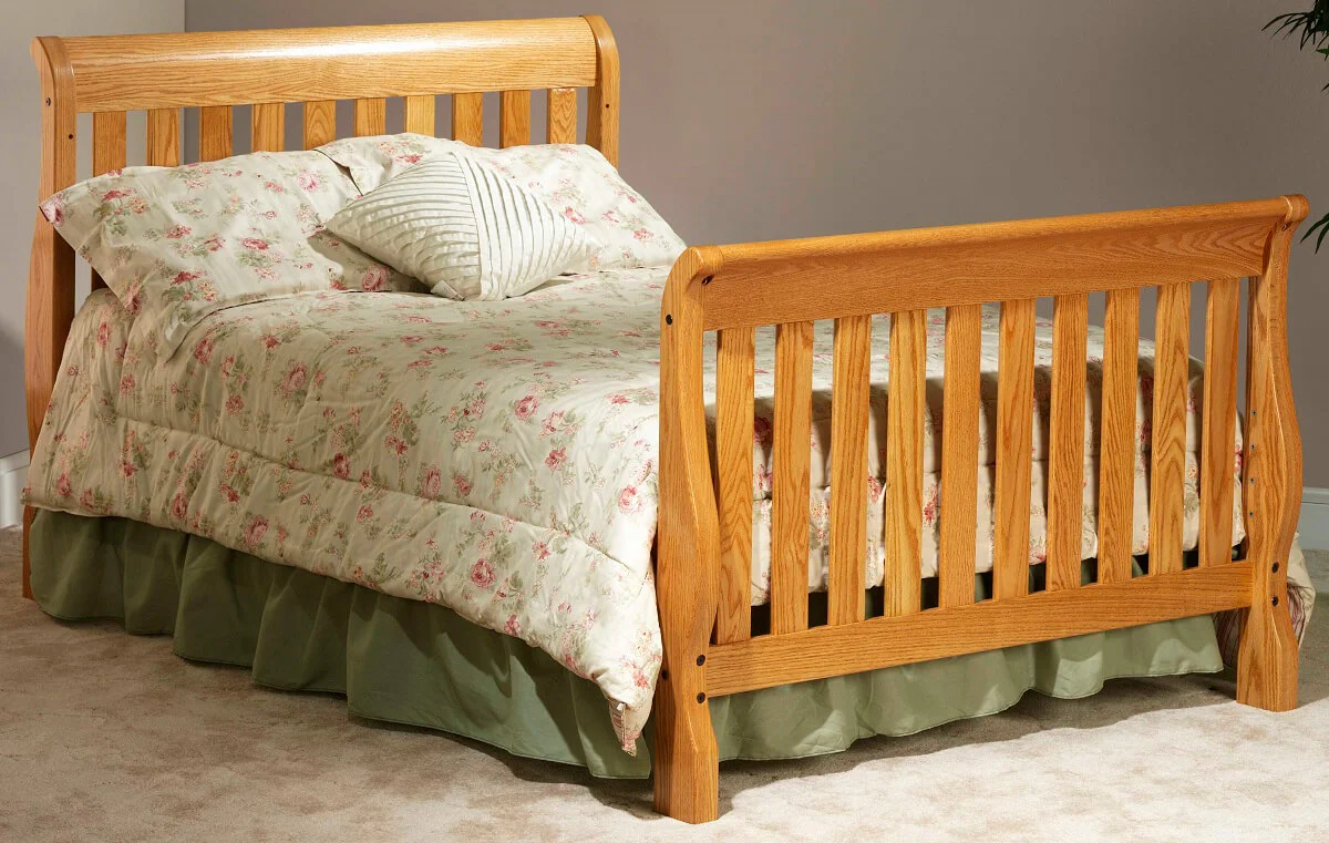 Geneva Slat full size bed in Oak with Summer Sun stain