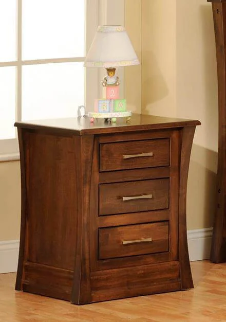Rosewood Nightstand in Brown Maple with Mulberry Velours finish.
