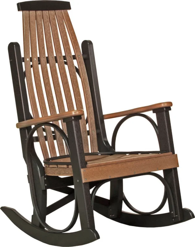 Antique Mahogany and Black Apostle Porch Rocker