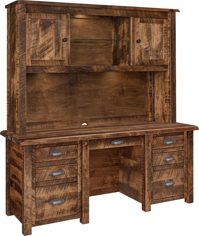 Brodnax Rustic Executive Desk with Hutch