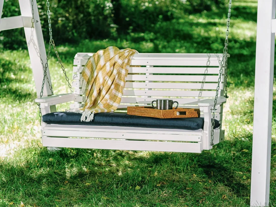 Cape Lookout Porch Swing on White A-Frame