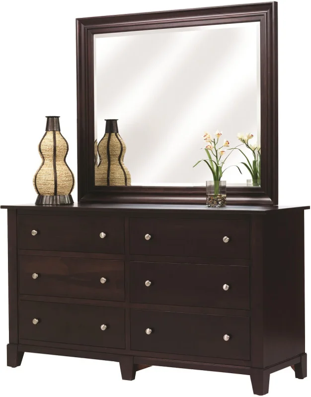 Darien 6-Drawer Low Dresser with Mirror