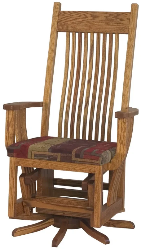 Oak Swivel Glider with Fabric Seat