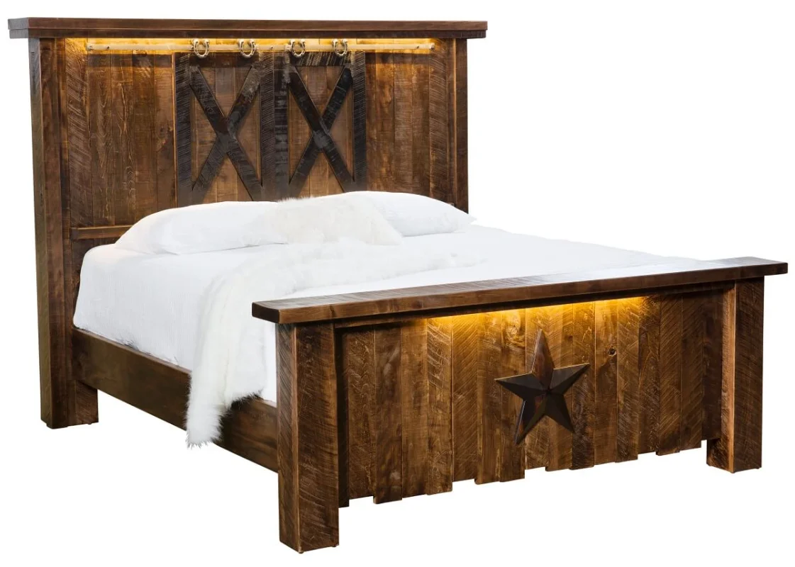 Drummond Country Rustic Bed With Western Style and Star