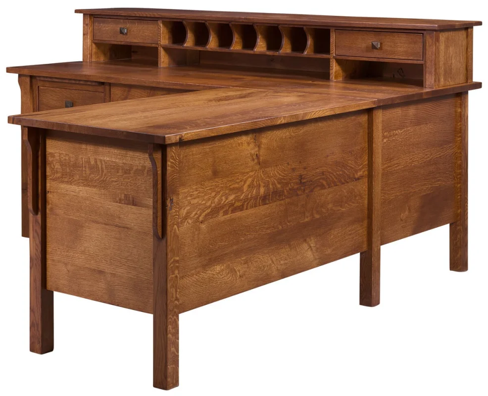 L Shape Desk with Small Hutch