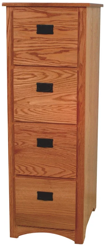 Solid Oak 4-Drawer File Cabinet