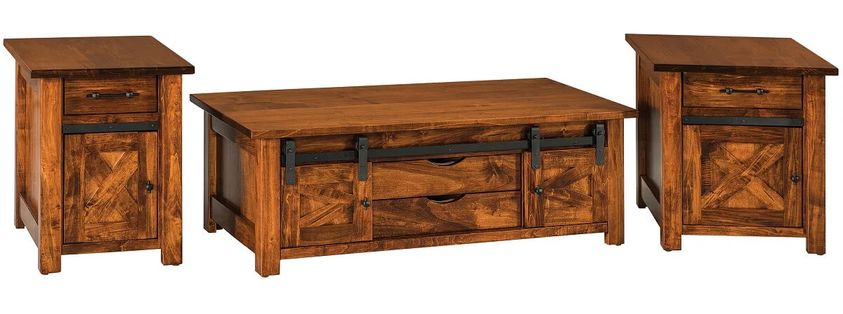 Brown Maple Barn Door Tables