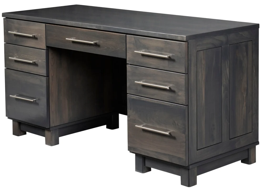 Omega Modern Double Pedestal Desk - Gray wood
