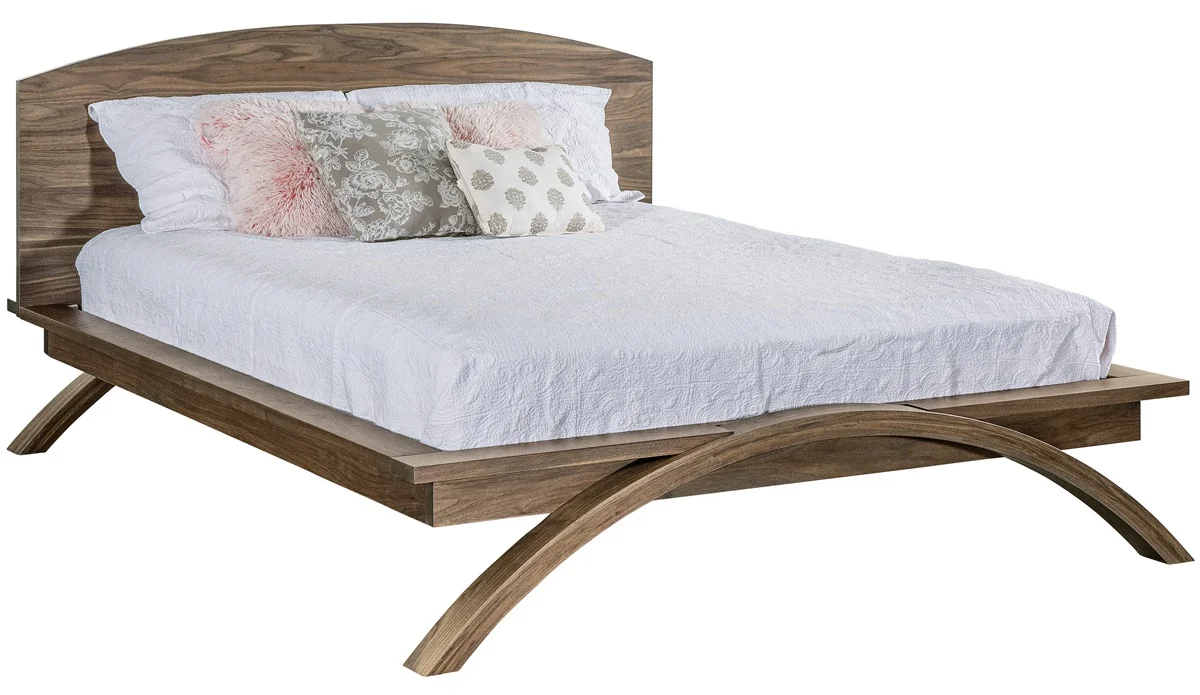 Oviedo Platform Bed With Curved Legs - Mid-Century Style - shown in walnut
