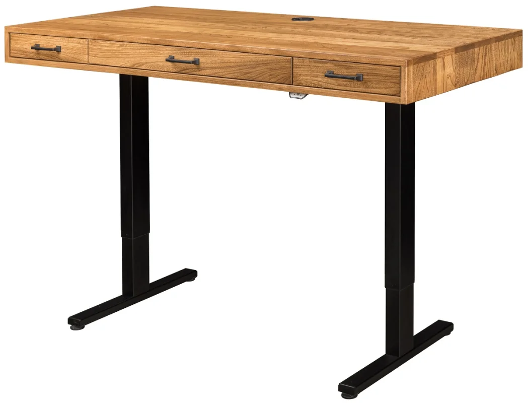 Adjustable Height Oak Desk