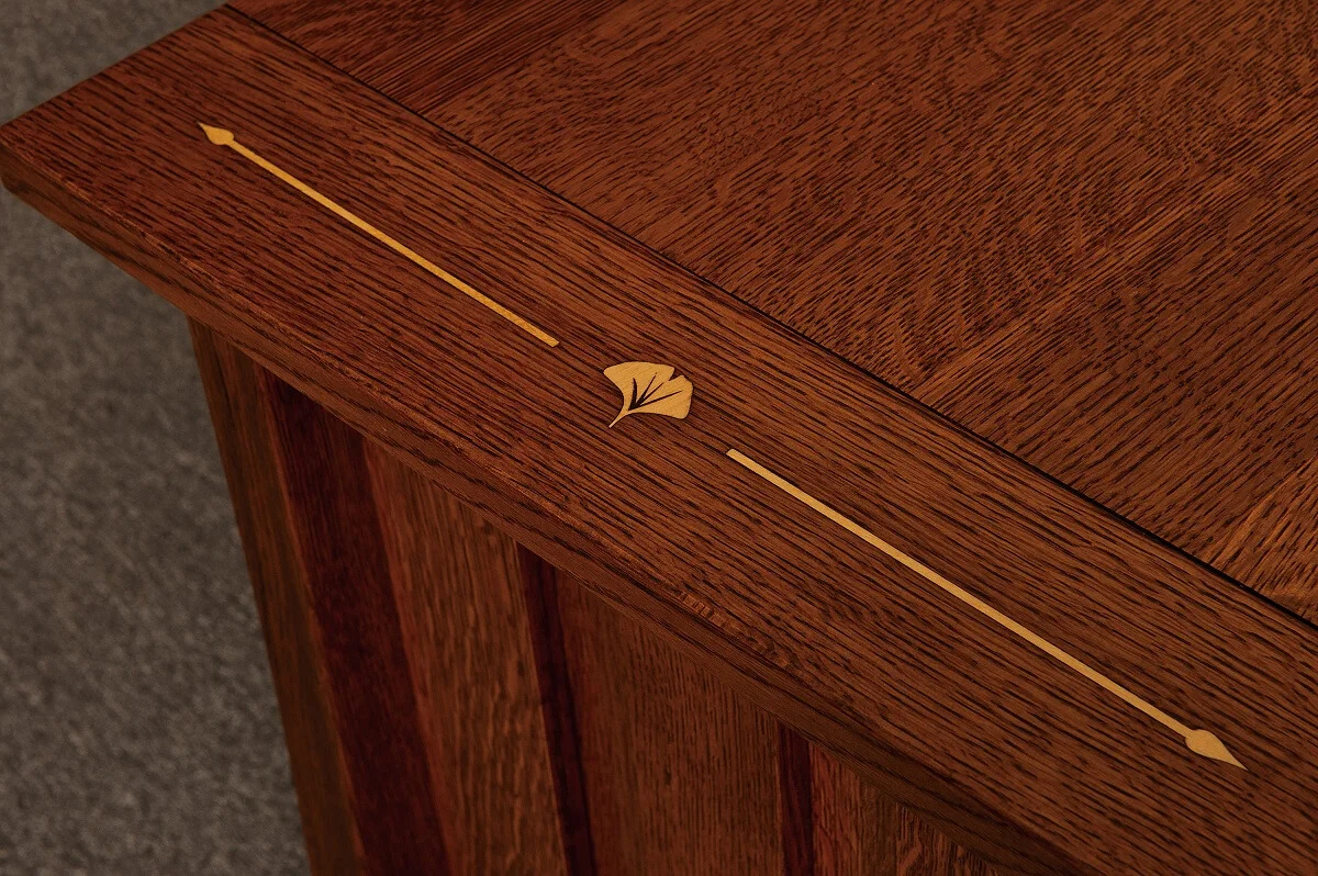 Ginkgo Leaf & Arrow Inlay Detail