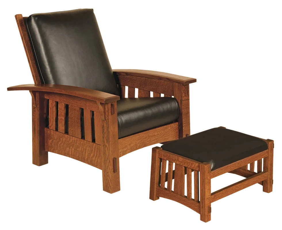 Morris Chair and Leather Footstool