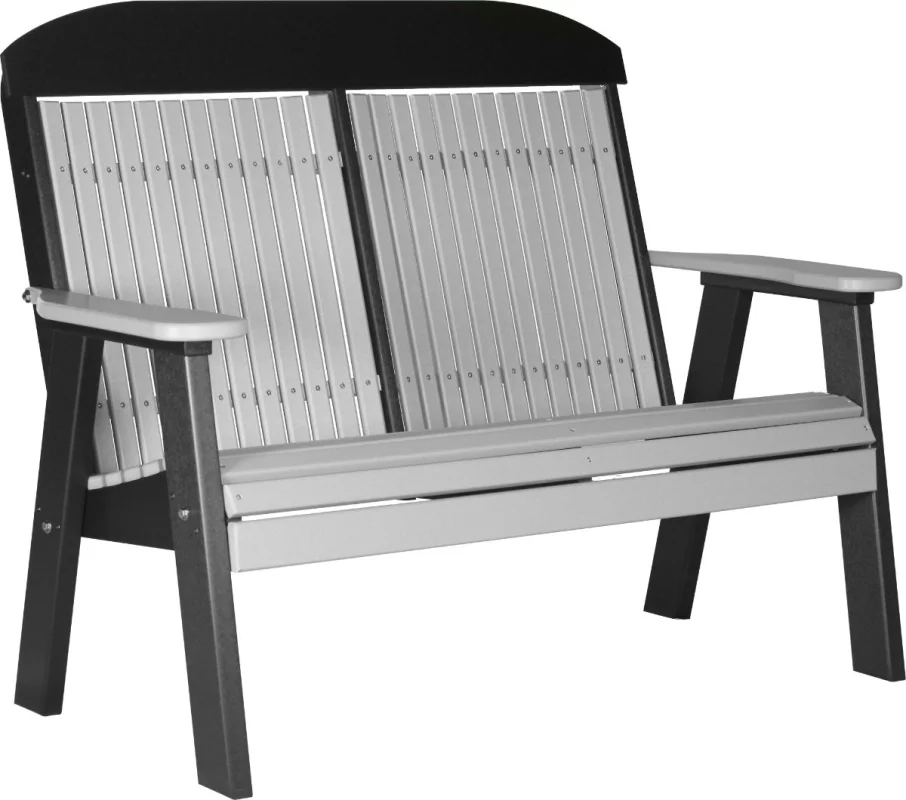 Dove Gray and Black Stockton Patio Bench