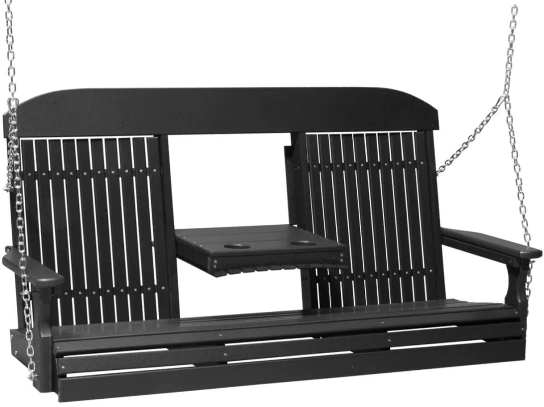 Black Stockton Porch Swing with Console