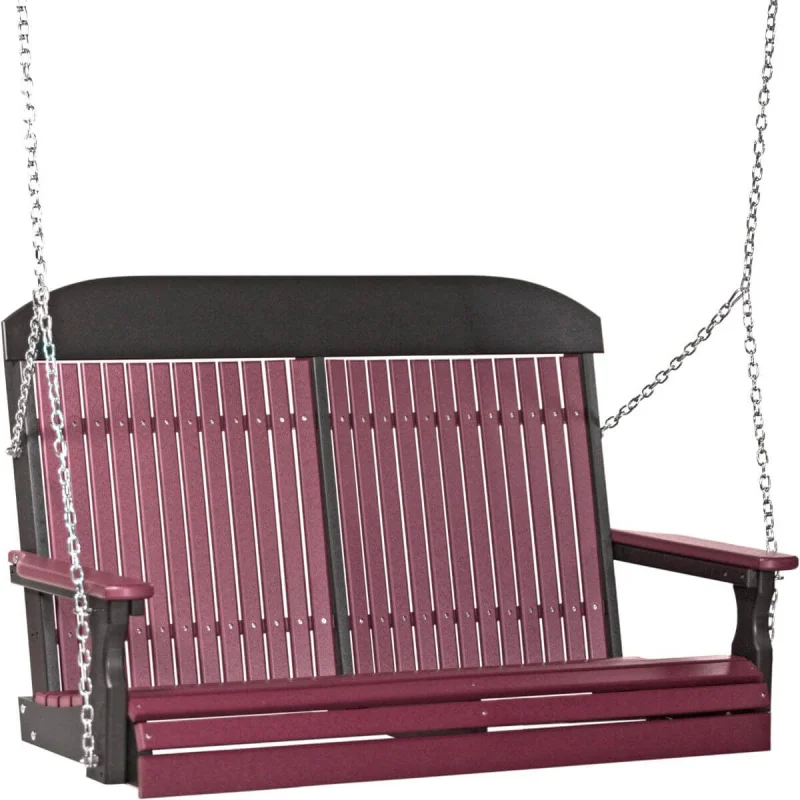 Cherrywood and Black Stockton Porch Swing