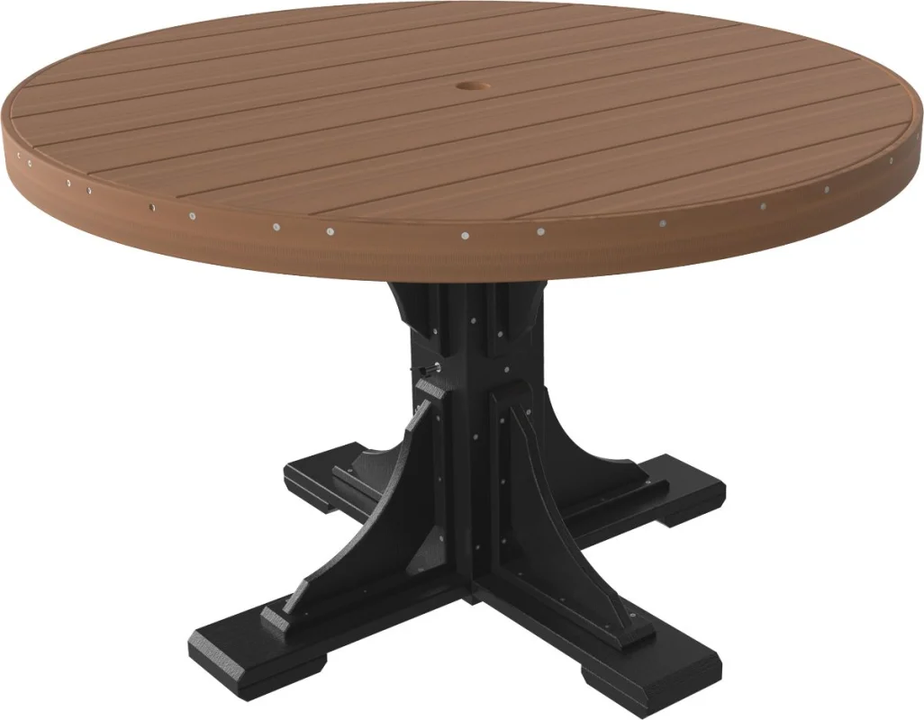 Antique Mahogany and Black Stockton Outdoor Single Pedestal Table