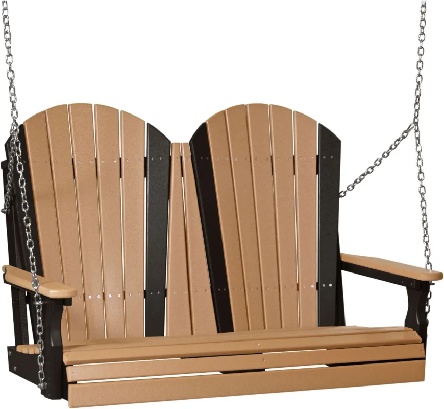 Cedar and Black Tahiti Adirondack Porch Swing