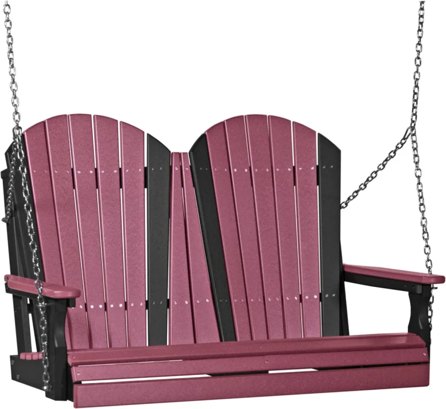 Cherrywood and Black Tahiti Adirondack Porch Swing
