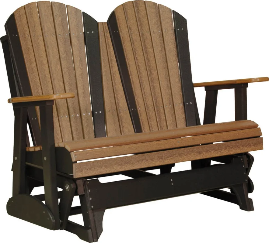 Antique Mahogany and Black Tahiti Loveseat Patio Glider
