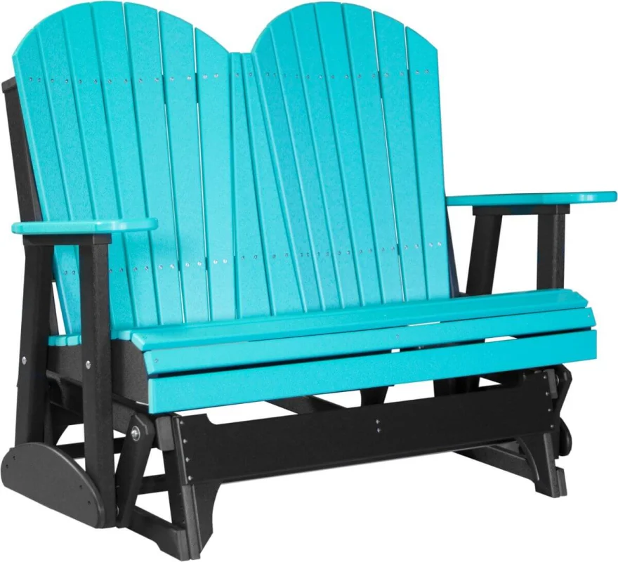 Aruba Blue and Black Tahiti Loveseat Patio Glider