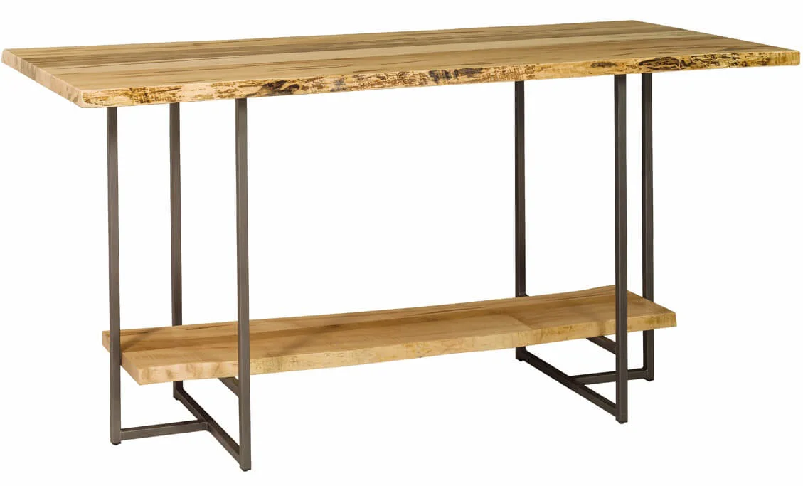 Travilah Live Edge Bar Table in Rustic Brown Maple