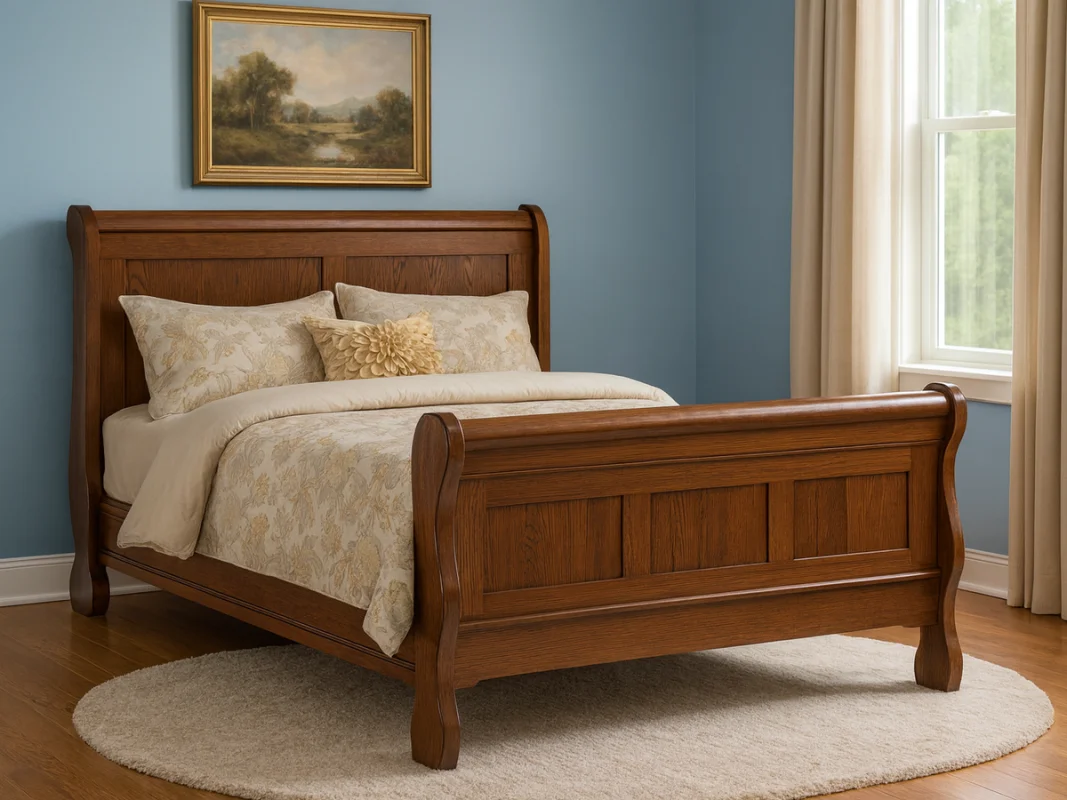Quartersawn White Oak Amish Sleigh Bed