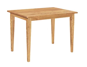 Narrow dining table with a light stain