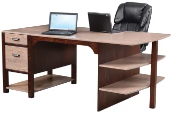 Adair Asymmetrical Office Desk: Two-Tone Wood