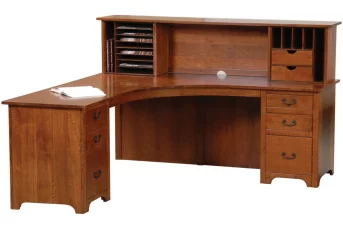Atlanta Curved L-Desk- Solid Wood & Amish Made