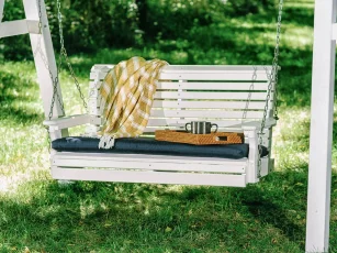 Cape Lookout Porch Swing on White A-Frame