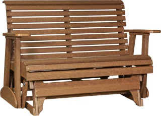 Antique Mahogany Cape Lookout Patio Glider Bench