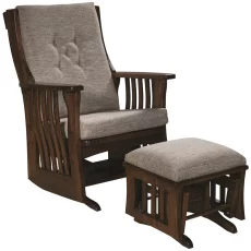 Oak Mission Glider and Footrest