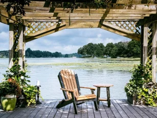 Rockaway Outdoor Side Table and Tahiti Folding Adirondack